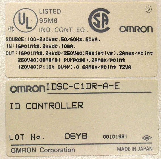OMRON IDSC-C1DR-A-E RFID RF / ID System for Identification with V600-H52 Head