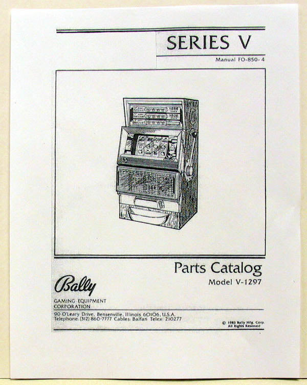 Bally FO-850-4 Video Slot Machine Manual V-1297