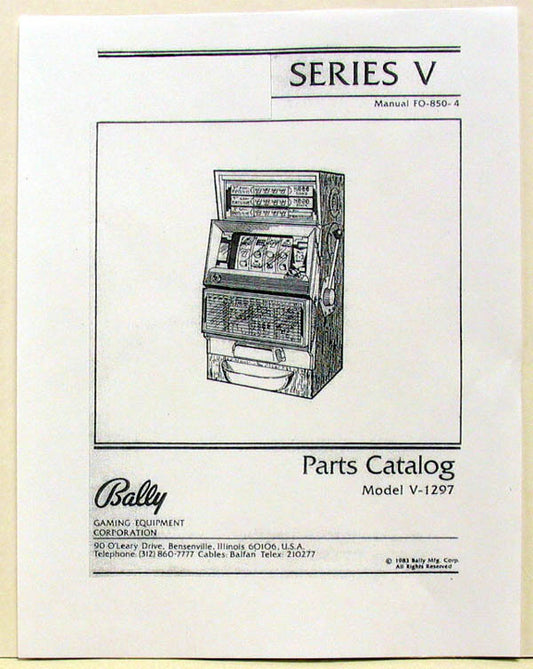 Bally FO-850-4 Video Slot Machine Manual V-1297