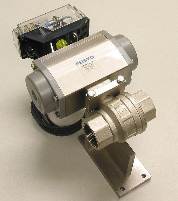 Festo QH-DR-1 1/2 B / QH-DR-E-SIEN-M12NB-B Actuator with Inductive Limit Switch and Ball Valve Assembly