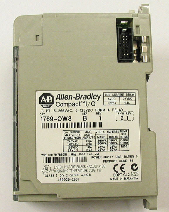 AB Allen Bradley 1769-OW8 Series A Rev 1 Compact I/O PLC Output Module