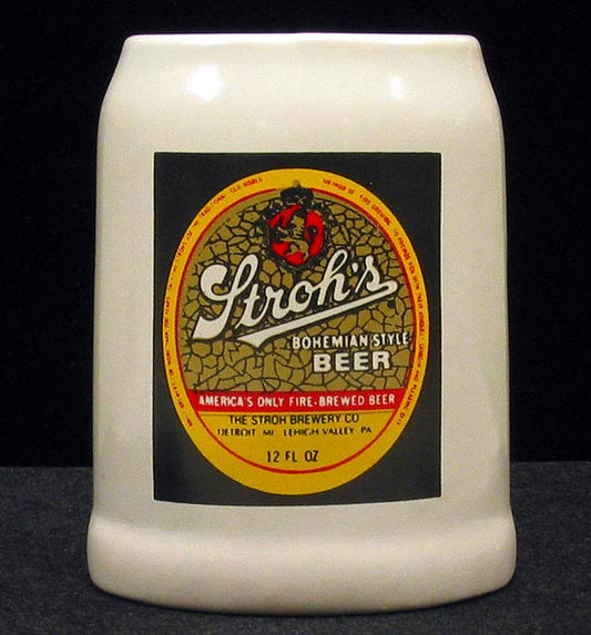 Stroh's  Style Beer Stein / Mug - Black Label Yellow Circle