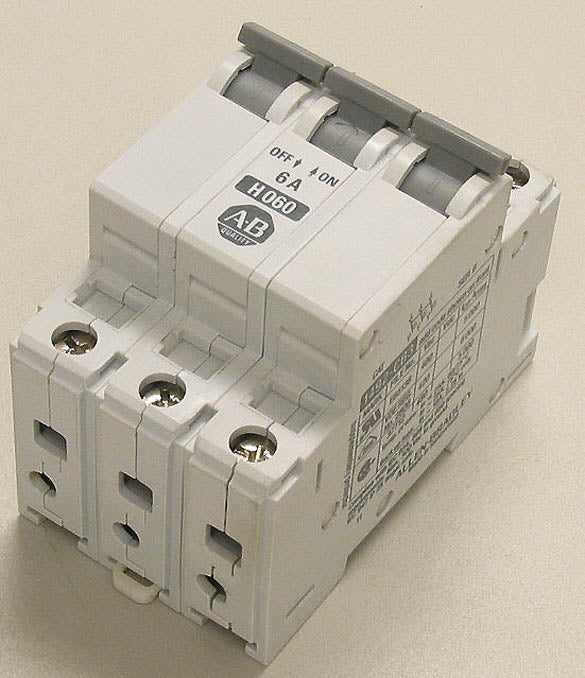 AB Allen Bradley 1492-CB3H060 Circuit Breaker 3 Pole, 6 Amp, Highly Inductive Load