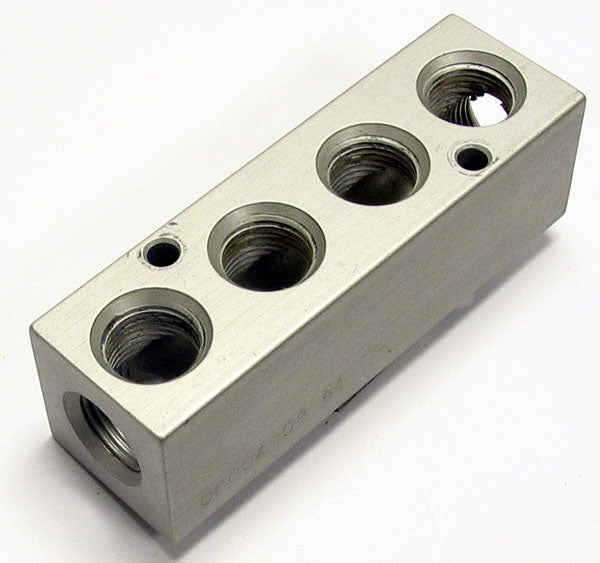 6 Port 3/8" NPT Anodized Aluminum Manifold