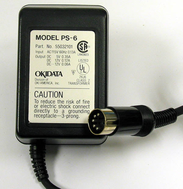 Okidata PS-6 AC Power Adapter 5VDC / 12VDC / (-)12VDC